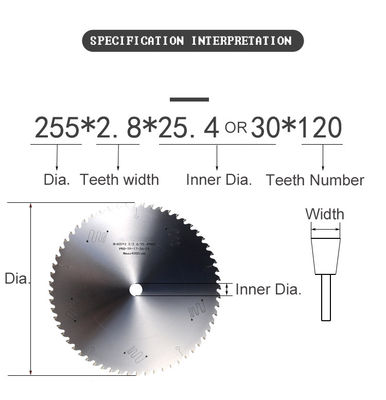 2-5 mm dikte Aluminium TCT-carbide tanden CIRCULAR SAG BLADE met GOLD TIN-coating